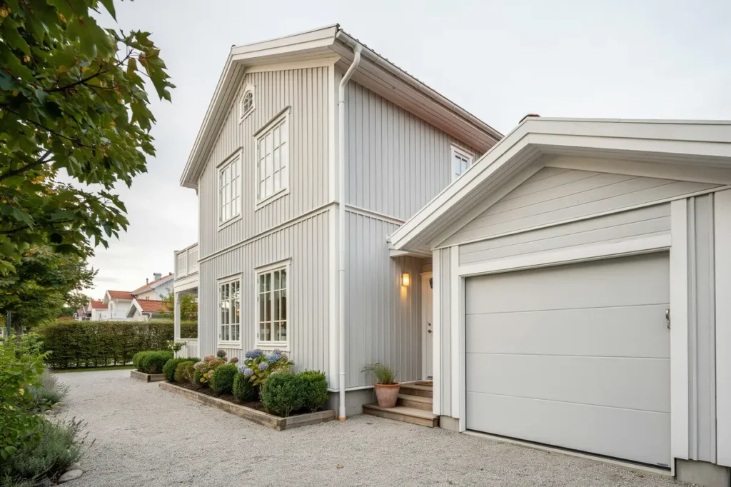 m lning av garageport och snickerier p villa i hj rup