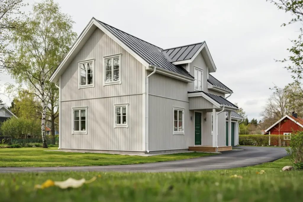 fasadm lning och m lning av vindskivor p villa i hj rup